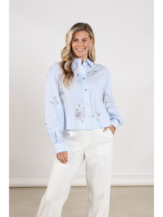 NUKUS Adora Blouse Stripe 314 cloudy/offwhite
