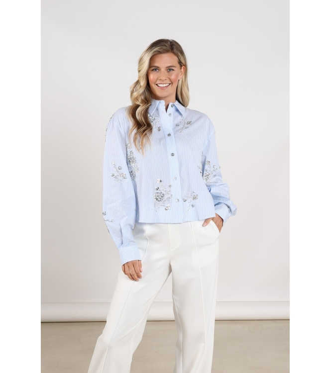 NUKUS Adora Blouse Stripe 314 cloudy/offwhite