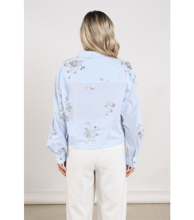 NUKUS Adora Blouse Stripe 314 cloudy/offwhite