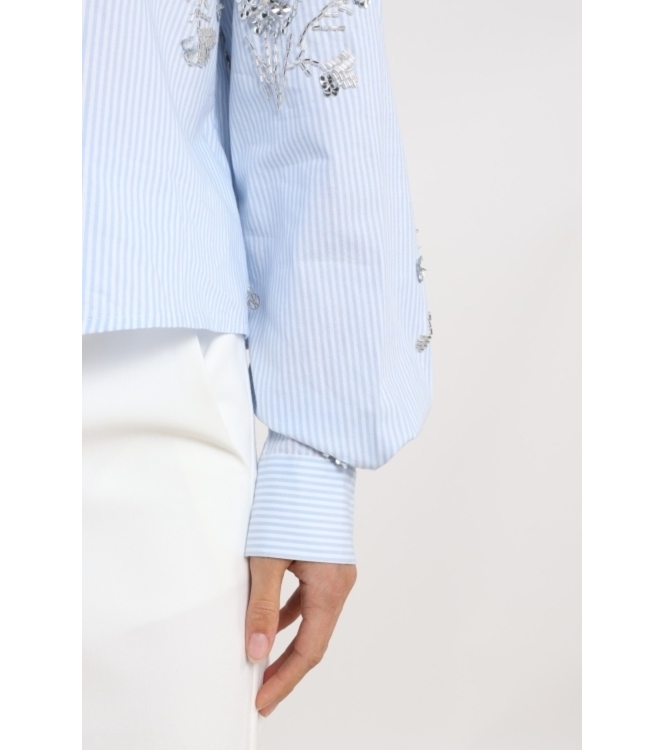 NUKUS Adora Blouse Stripe 314 cloudy/offwhite