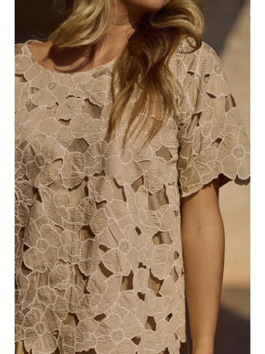NUKUS Octavia Top Flower 239 sand/gold