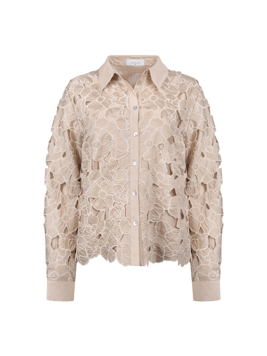 NUKUS Chloe Blouse Flower 239 sand/gold