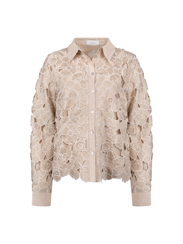 NUKUS Chloe Blouse Flower 239 sand/gold