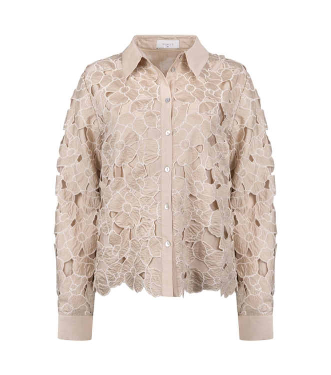 NUKUS Chloe Blouse Flower 239 sand/gold