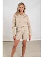 NUKUS Chloe Blouse Flower 239 sand/gold