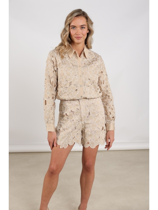 NUKUS Chloe Blouse Flower 239 sand/gold