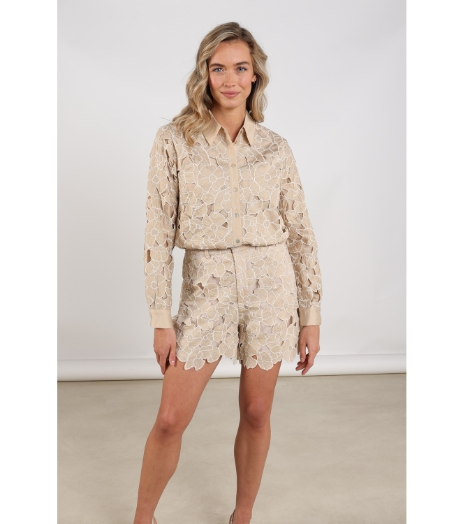 NUKUS Chloe Blouse Flower 239 sand/gold