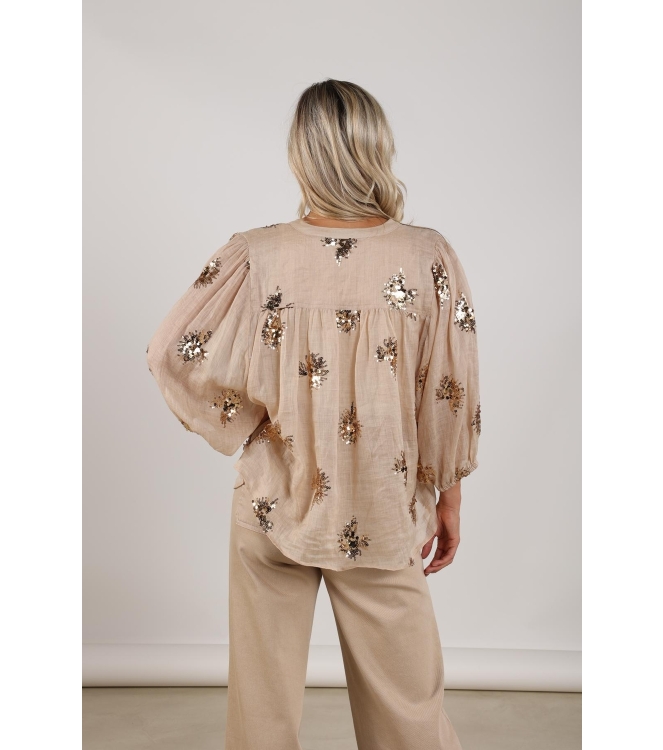 NUKUS Lynn Blouse Paillet 239 sand/gold