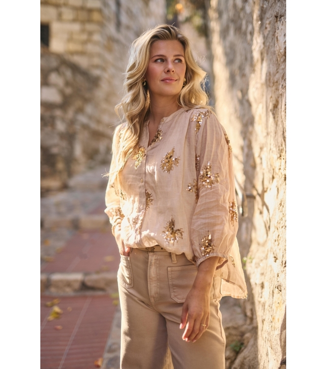 NUKUS Lynn Blouse Paillet 239 sand/gold