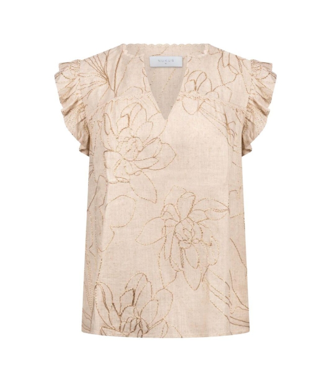 NUKUS Lori Top Embroidery 9 sand