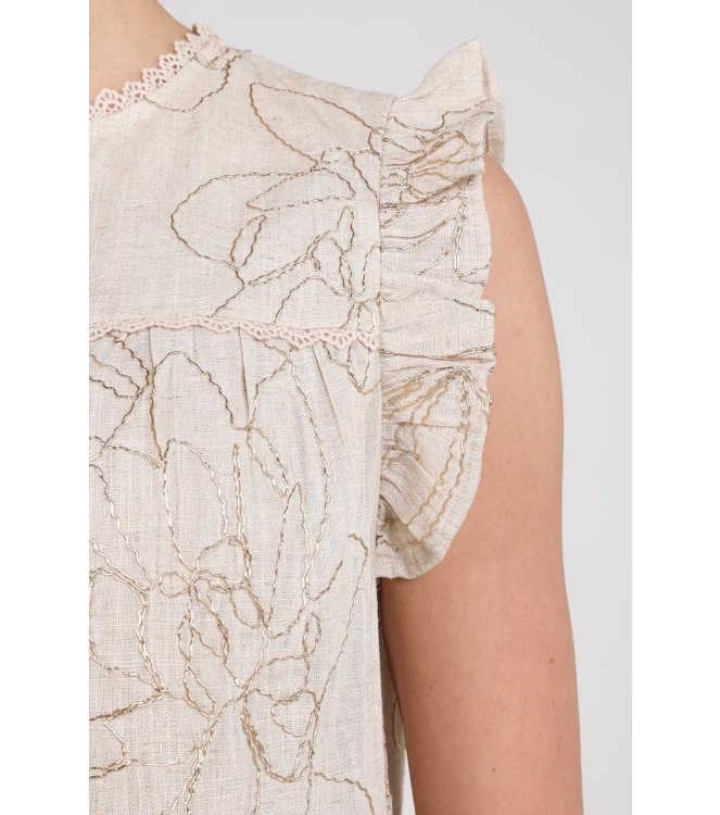 NUKUS Lori Top Embroidery 9 sand