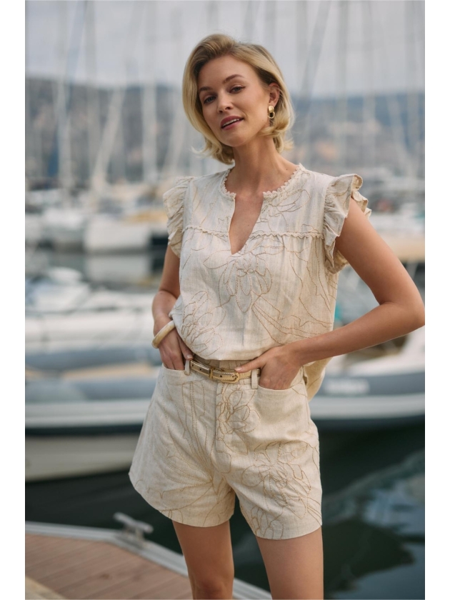 NUKUS Dagmar Short Embroidery 9 sand