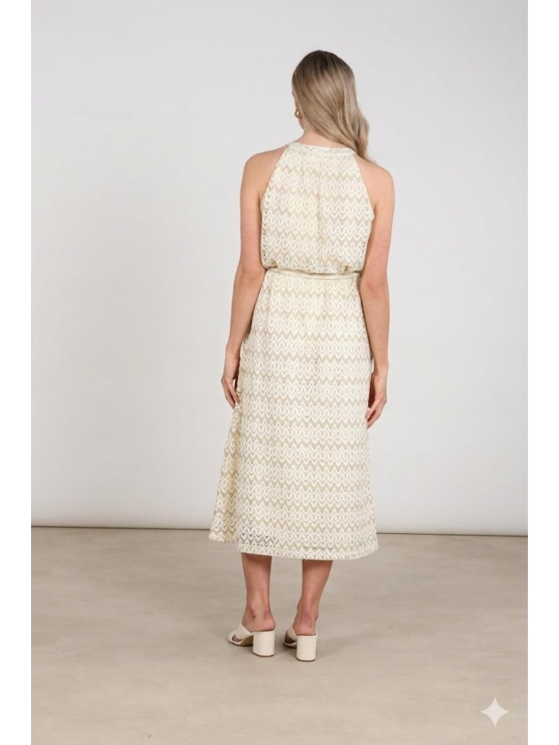 NUKUS Vio Dress Zigzag 126 offwhite/gold