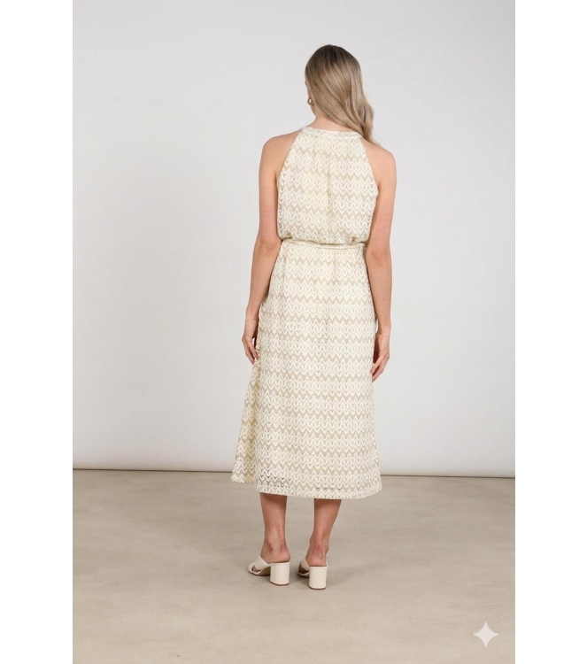 NUKUS Vio Dress Zigzag 126 offwhite/gold