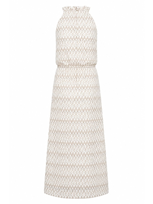 NUKUS Vio Dress Zigzag 126 offwhite/gold