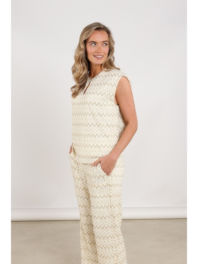 NUKUS Fallon Top Zigzag 126 offwhite/gold