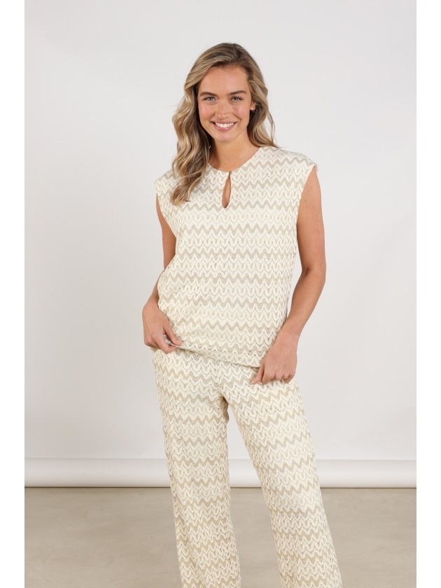 NUKUS Fallon Top Zigzag 126 offwhite/gold