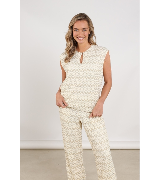NUKUS Fallon Top Zigzag 126 offwhite/gold