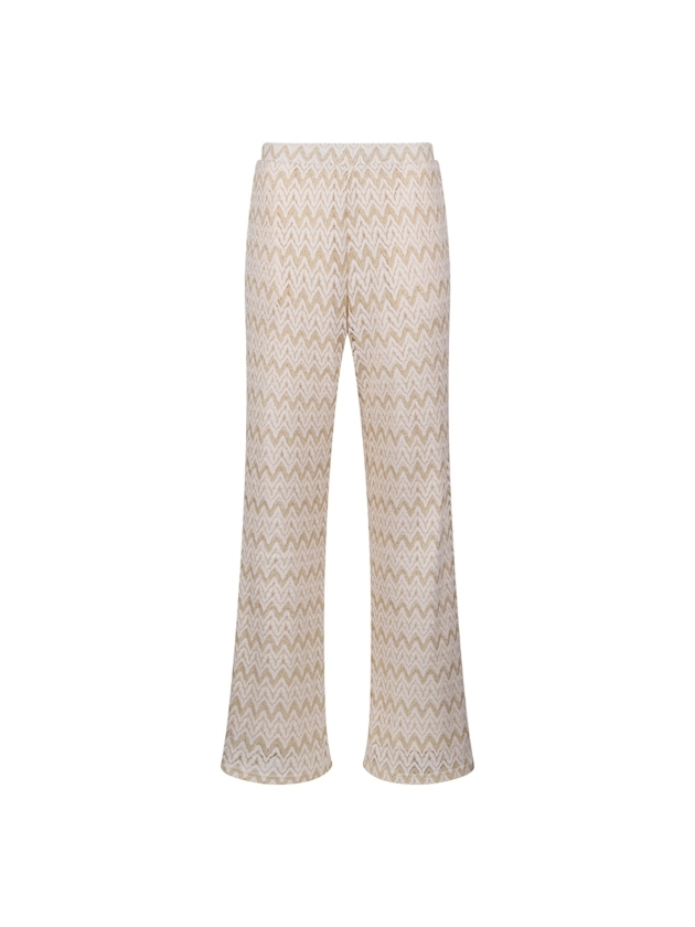 NUKUS Vajenne Pants Zigzag 126 offwhite/gold