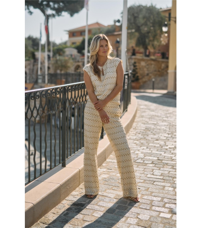 NUKUS Vajenne Pants Zigzag 126 offwhite/gold