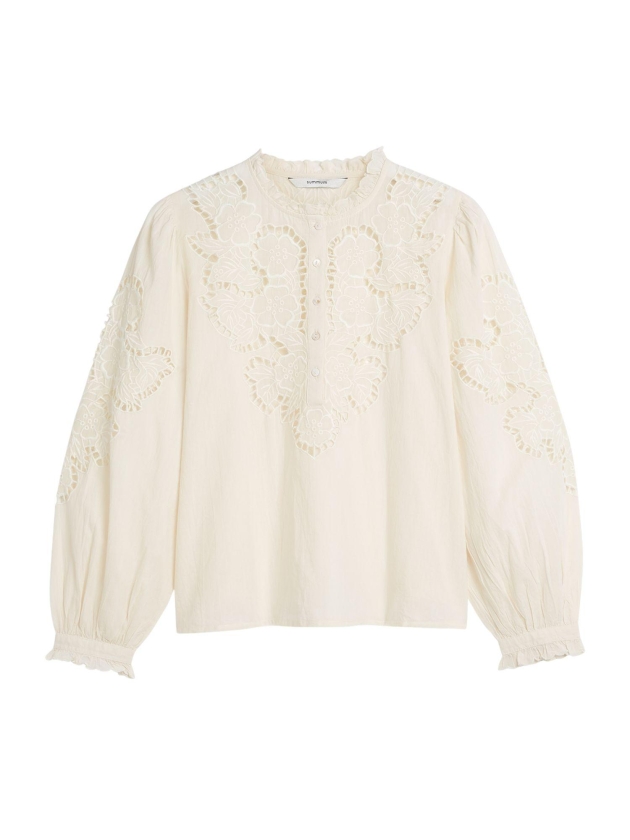 Summum Woman Top Embroidered cambric cotton 122 Ivory