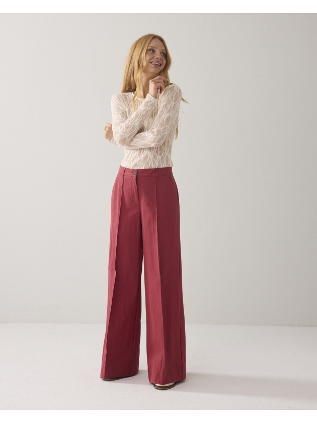 Summum Woman Trousers wide leg Cotton blend 559 Brick red