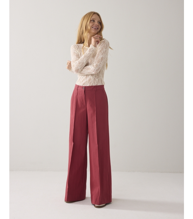 Summum Woman Trousers wide leg Cotton blend 559 Brick red