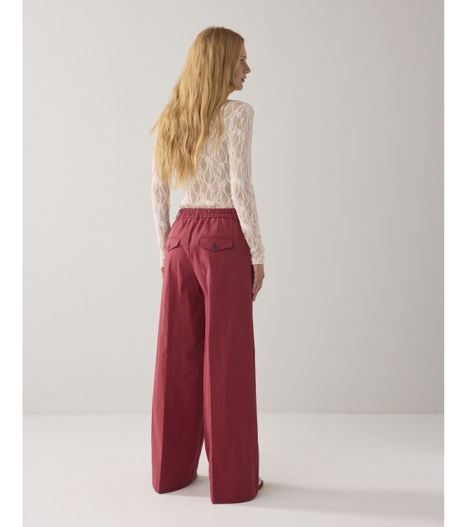 Summum Woman Trousers wide leg Cotton blend 559 Brick red