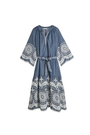 Summum Woman Dress Chambray embroidered 490 Indigo