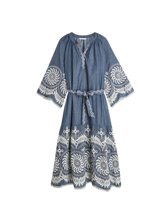 Summum Woman Dress Chambray embroidered 490 Indigo