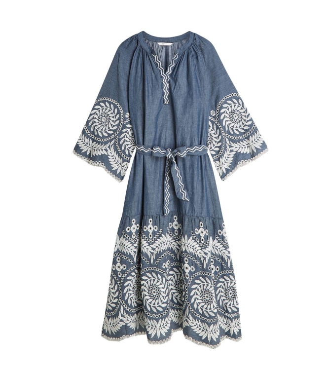 Summum Woman Dress Chambray embroidered 490 Indigo