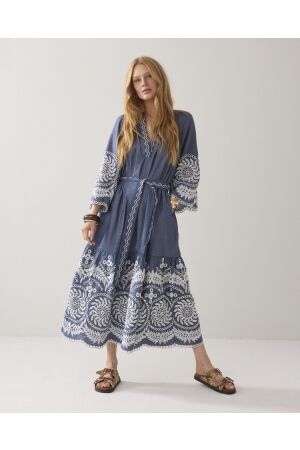 Summum Woman Dress Chambray embroidered 490 Indigo