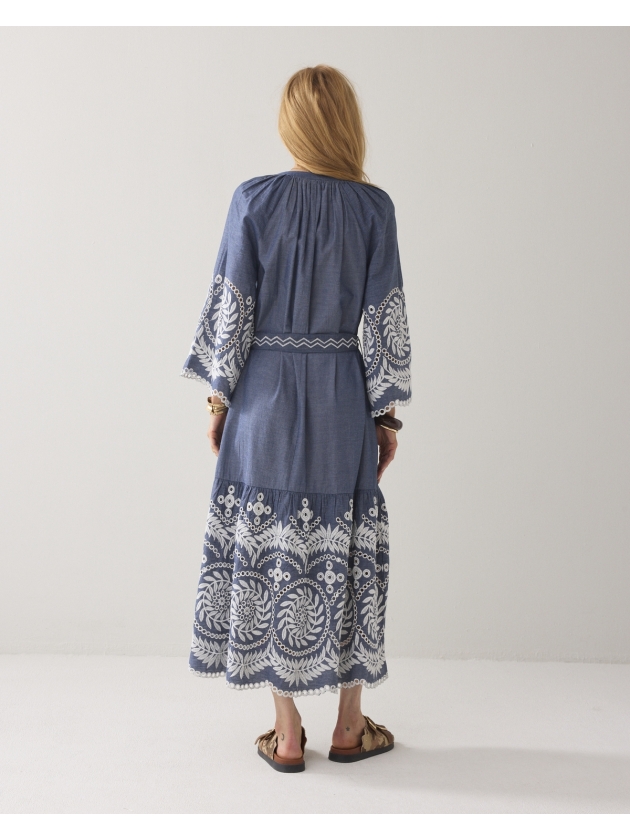 Summum Woman Dress Chambray embroidered 490 Indigo