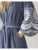 Summum Woman Dress Chambray embroidered 490 Indigo
