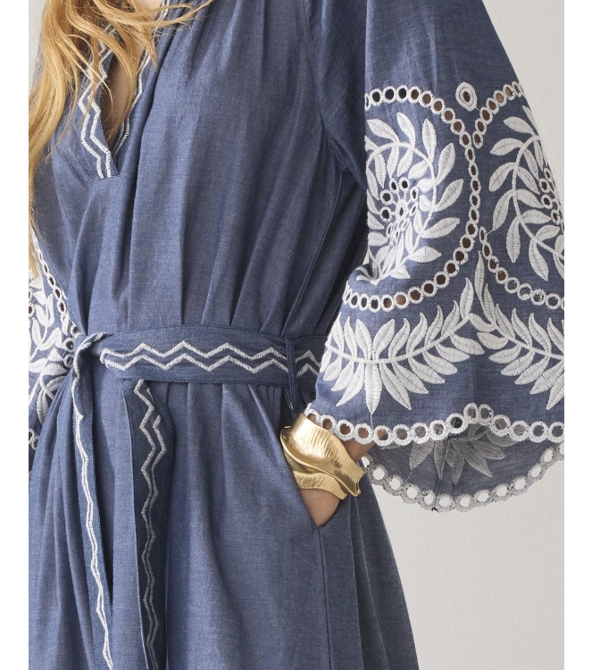 Summum Woman Dress Chambray embroidered 490 Indigo
