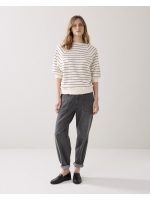 Summum Woman Jersey Striped sweat 122 Ivory