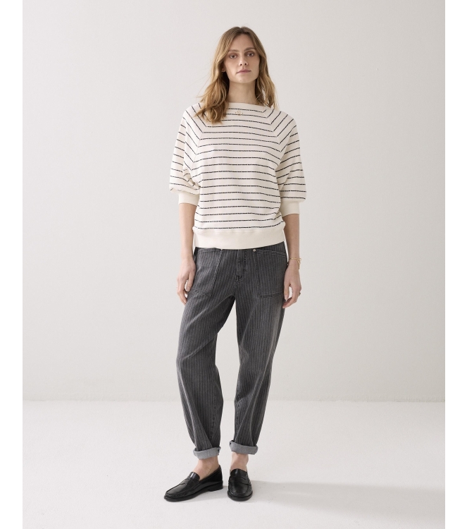 Summum Woman Jersey Striped sweat 122 Ivory