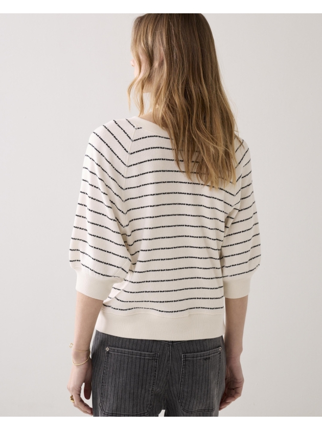 Summum Woman Jersey Striped sweat 122 Ivory