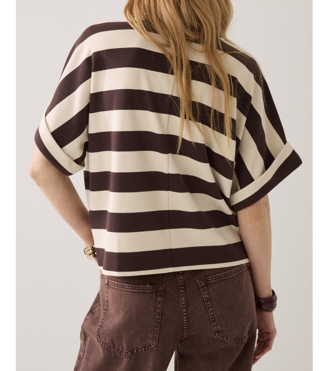 Summum Woman Top Big stripe heavy jersey 713 Coffee