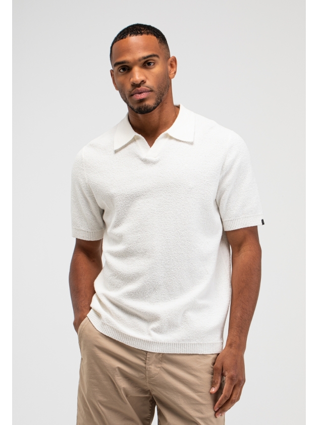 Butcher of Blue Boucle Knit Polo 112 titan white