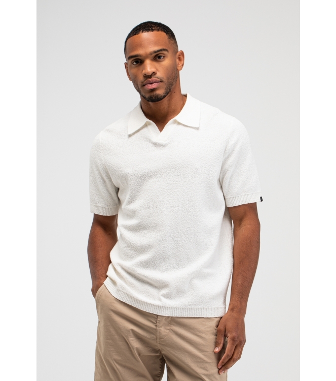 Butcher of Blue Boucle Knit Polo 112 titan white