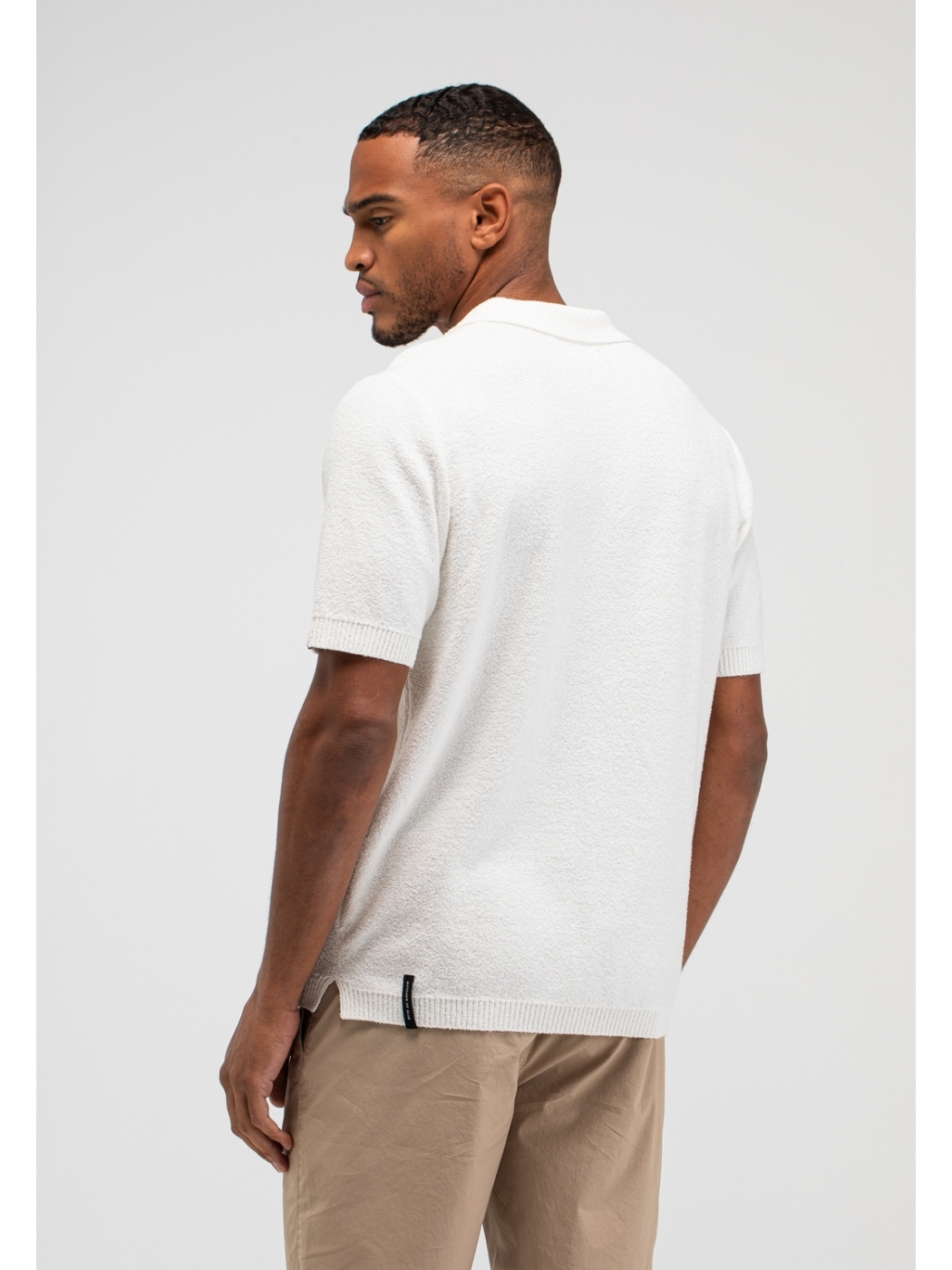 butcher products ニットポロ Butcher of Blue Boucle Knit Polo 112 titan white | Westen Mode