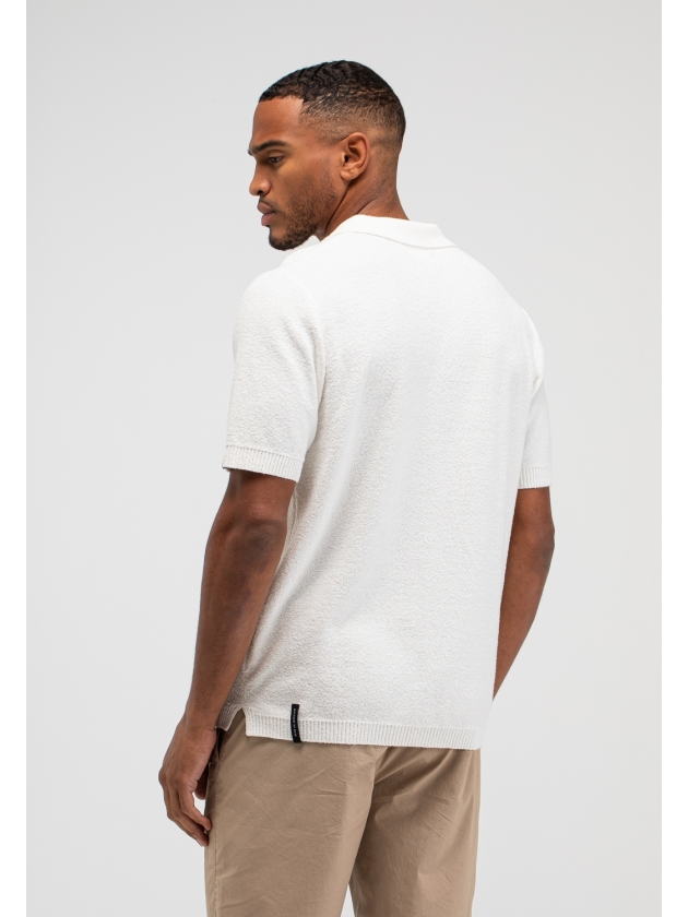 Butcher of Blue Boucle Knit Polo 112 titan white