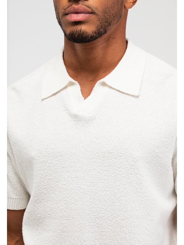 Butcher of Blue Boucle Knit Polo 112 titan white