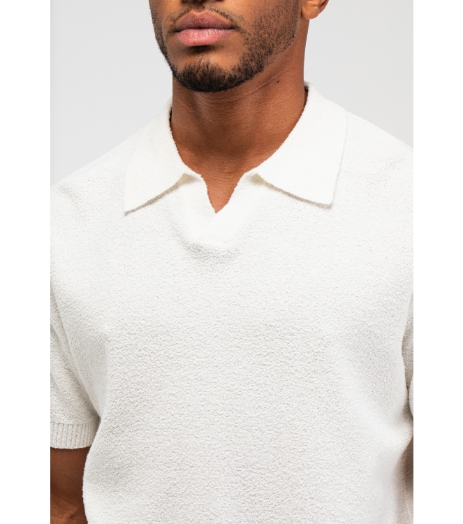 Butcher of Blue Boucle Knit Polo 112 titan white