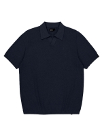 Butcher of Blue Boucle Knit Polo 890 alaska blue