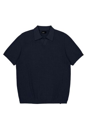 Butcher of Blue Boucle Knit Polo 890 alaska blue