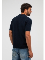 Butcher of Blue Boucle Knit Polo 890 alaska blue