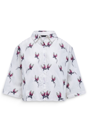 Label Dot Anita birds embro 150 wit multi