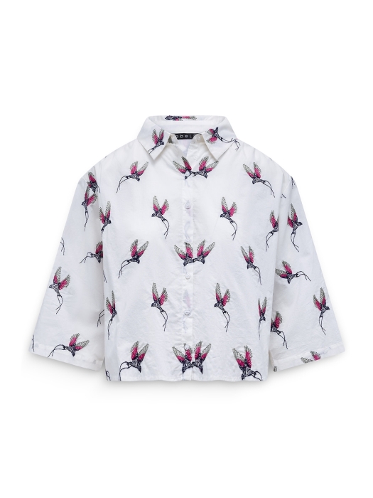 Label Dot Anita birds embro 150 wit multi